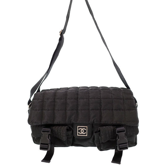 Chanel Sportsline Chocolate Bar Shoulder Bag Black - Picture 1 of 9